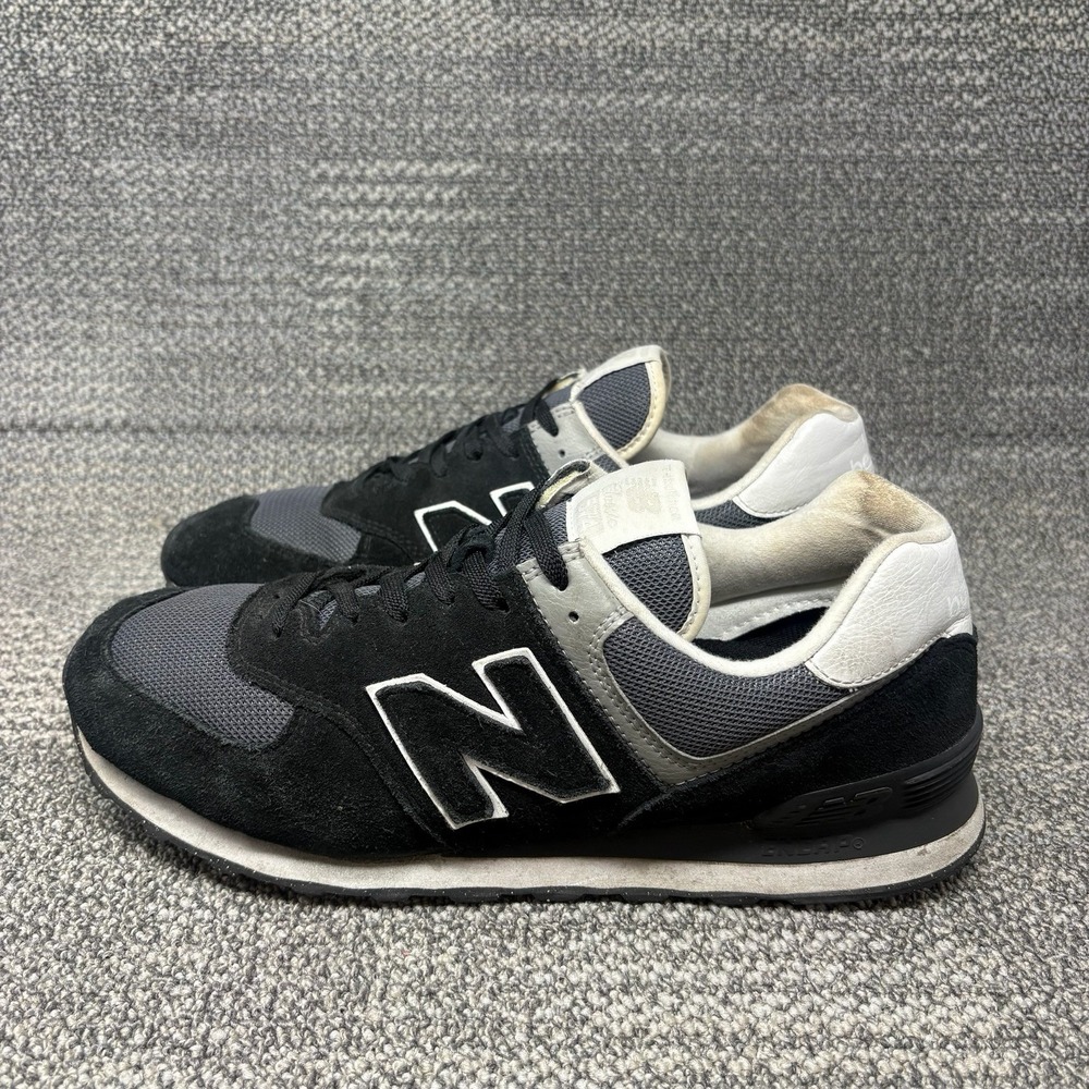 New Balance 574 Classic Black Gray Suede Mesh Sneakers Men's Size 12 D U574BS2